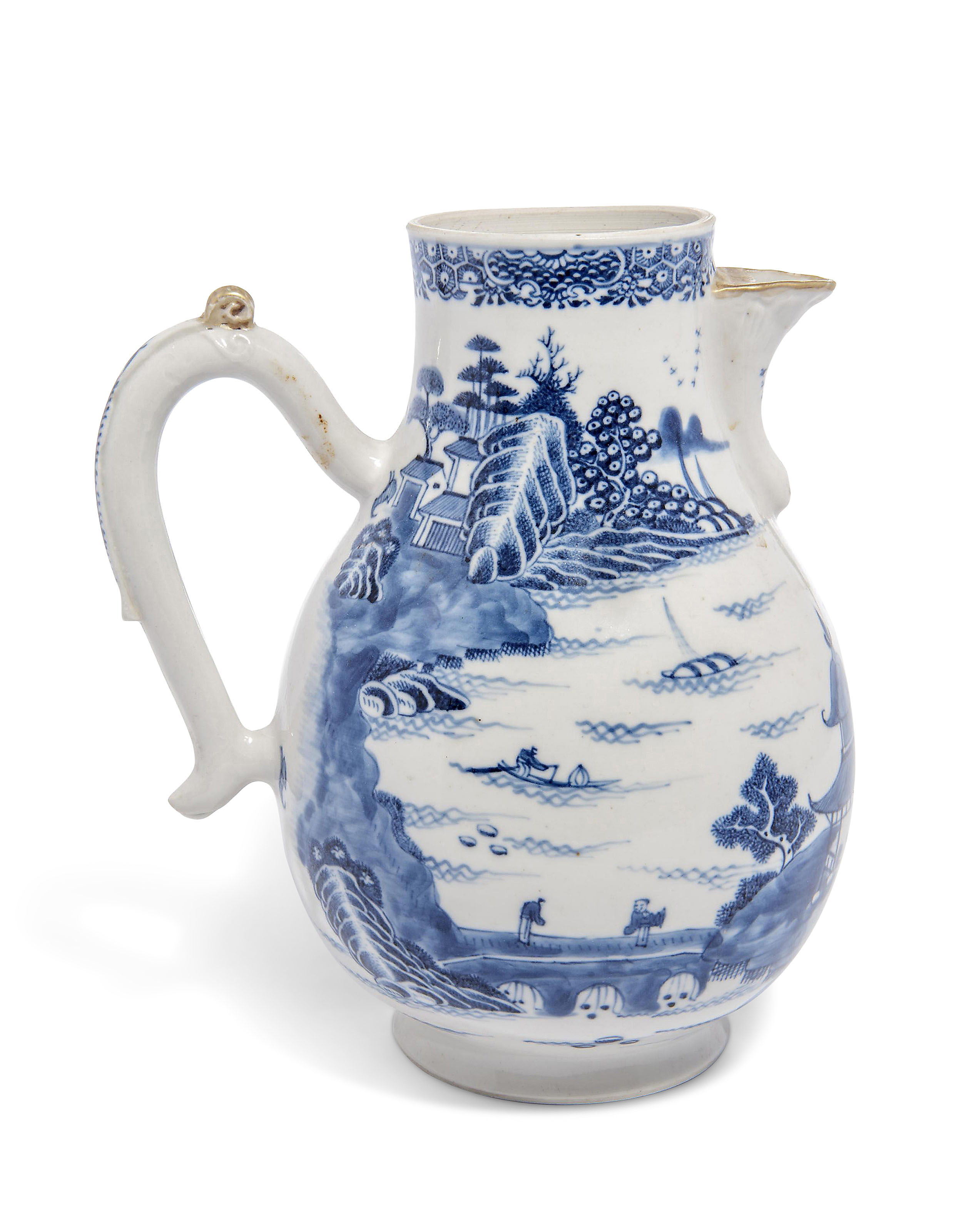 唐物中国古美術品　清時代　青花山水楼閣風景文瓶 染付　37cm