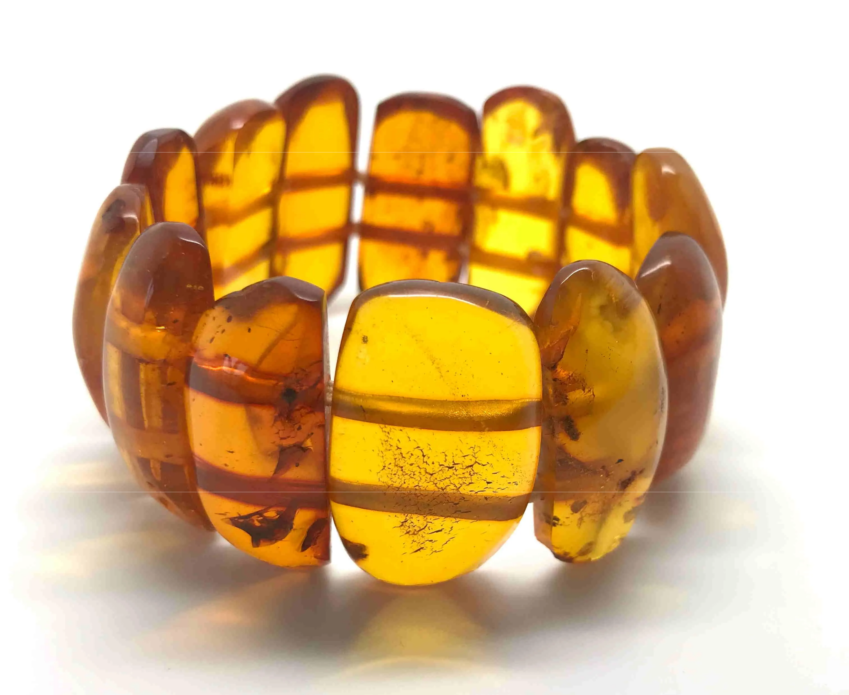 Stunning Unique Vintage Amber Bracelet made from Plate