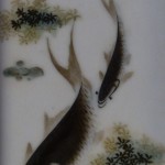朱山八友 邓碧珊 鱼藻纹 瓷板画 合欢春娇