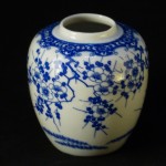 日本 青花 梅花纹小罐