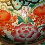 清 乾隆 矾红五彩云龙纹百花不落地将军罐 （对）