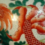 清 乾隆 矾红五彩云龙纹百花不落地将军罐 （对）
