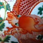 清 乾隆 矾红五彩云龙纹百花不落地将军罐 （对）