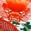 清 乾隆 矾红五彩云龙纹百花不落地将军罐 （对）