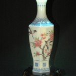 景德镇 蛋壳瓷 花鸟纹六方瓶 - Image 2