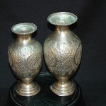 錾银 开光缠枝花鸟纹银瓶 （2） - Image 3