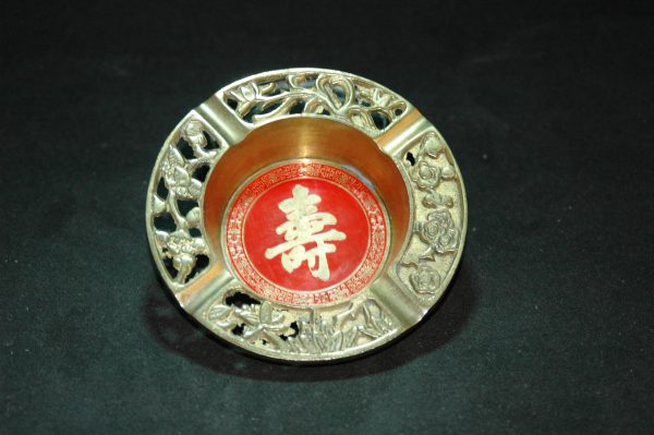 寿字梅兰菊荷铸铜烟缸