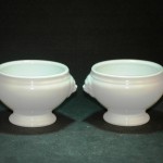 清 北京奶白琉璃双狮耳香炉簋式炉铺首耳炉 - Image 5