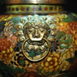 景泰蓝双狮耳狮钮三足香炉 - Image 3