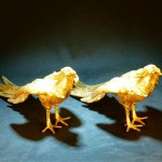 日本 Masatsune Kimura bronze 绶带鸟稚鸡铜雕摆件（对） - Image 2