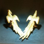 日本 Masatsune Kimura bronze 绶带鸟稚鸡铜雕摆件（对） - Image 5