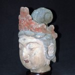 北魏北齐 彩绘木雕佛头 - Image 2