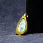 金镶玉 雕佛像阳绿翡翠项坠 - Image 3