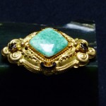明 镶宝 翡翠 金饰胸针 - Image 7