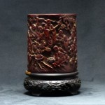 明 雕十八罗汉竹笔筒 - Image 28