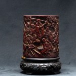 明 雕十八罗汉竹笔筒 - Image 26