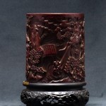 明 雕十八罗汉竹笔筒 - Image 21
