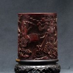 明 雕十八罗汉竹笔筒 - Image 20