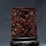 明 雕十八罗汉竹笔筒 - Image 17