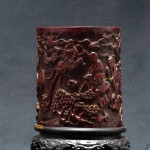 明 雕十八罗汉竹笔筒 - Image 13