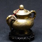 錾龙凤纹竹节银套壶 - Image 14