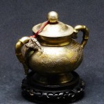 錾龙凤纹竹节银套壶 - Image 13