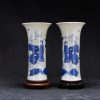 清康熙 画押款 青花荷叶芭蕉教子图花觚 - Image 29