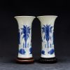 清康熙 画押款 青花荷叶芭蕉教子图花觚 - Image 25