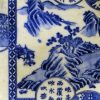康熙时期 青花开光诗文山水纹盘 - Image 8