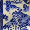 康熙时期 青花开光诗文山水纹盘 - Image 7