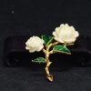 金枝雕象牙玫瑰花胸针 - Image 2