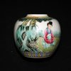 清 粉彩教子图姜罐清 五彩教子图姜罐