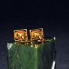 镶琥珀方形铜衬衫扣 Cufflinks