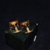 镶琥珀方形铜衬衫扣 Cufflinks - Image 4
