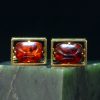 镶琥珀方形铜衬衫扣 Cufflinks