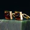镶琥珀方形铜衬衫扣 Cufflinks - Image 19