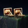 镶琥珀方形铜衬衫扣 Cufflinks