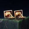 镶琥珀方形铜衬衫扣 Cufflinks - Image 17