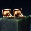 镶琥珀方形铜衬衫扣 Cufflinks