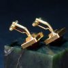 镶琥珀方形铜衬衫扣 Cufflinks