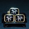饰银狮 衬衫扣 领带夹 Cufflinks Cliper