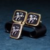 饰银狮 衬衫扣 领带夹 Cufflinks Cliper