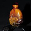 清 刻水鸟纹 琥珀蜜蜡 鼻烟壶