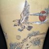 紫砂 刻松鹰图 铁泥底边 花瓶