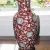 清 珊瑚红釉胭脂红宝相花缠枝花卉盘口瓶台灯 - Image 5