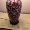 清 珊瑚红釉宝相花缠枝花卉盘口瓶台灯