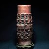 前哥伦比亚时期 玛雅风格 刻人物图腾纹 红陶筒瓶 Maya Polychrome Cacao Vase - Image 31