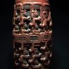 前哥伦比亚时期 玛雅风格 刻人物图腾纹 红陶筒瓶 Maya Polychrome Cacao Vase - Image 7