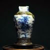 大明成化款 青花花卉纹铁锈边将军罐 （有残） - Image 12