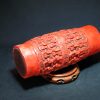 前哥伦比亚时期 玛雅风格 刻人物图腾纹 红陶筒瓶 Maya Polychrome Cacao Vase - Image 27